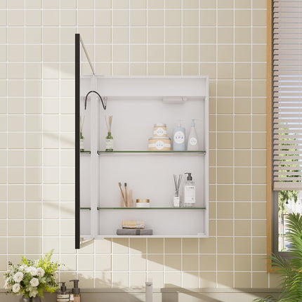 Black Frame LED Illuminated Bathroom Mirror Cabinet Touch Sensor 50 x 70cm