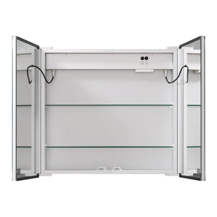 Double Door LED Mirror Cabinet with Shaver Socket 65x60cm H