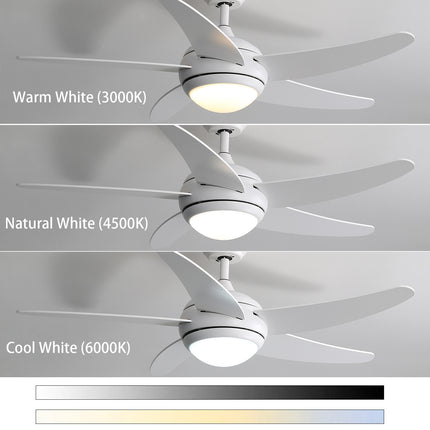 52 Inch White Ceiling Fan with LED Light Kit, 5 Blades and Remote Control