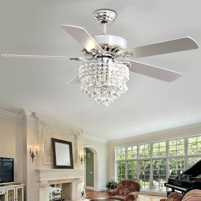 52 Inch Chandelier Ceiling Fan Light with 5 Blades and Remote Control