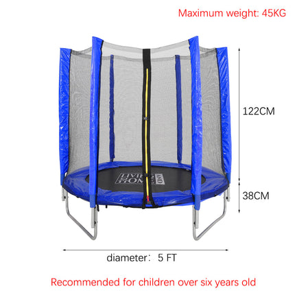 5ft Kids Trampoline with Enclosure Safety Net for Outdoor Playground Blue