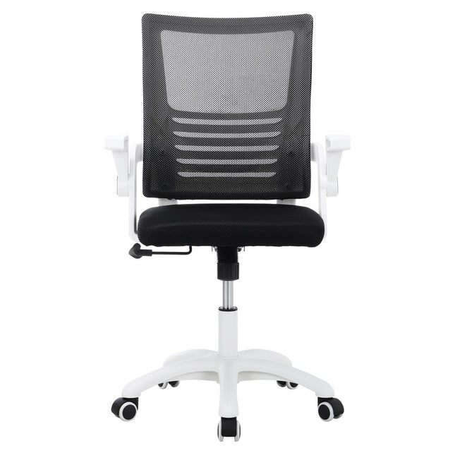 Mesh Office Chair Ergonomic Design with White Flip up Armrests Black