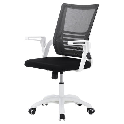 Mesh Office Chair Ergonomic Design with White Flip up Armrests Black