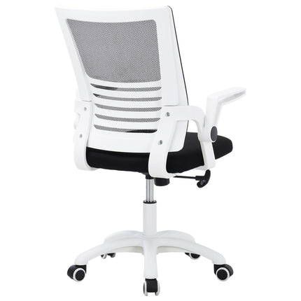 Mesh Office Chair Ergonomic Design with White Flip up Armrests Black