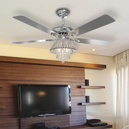 52 Inch Modern 5 Wood Blade Ceiling Fan Chandelier