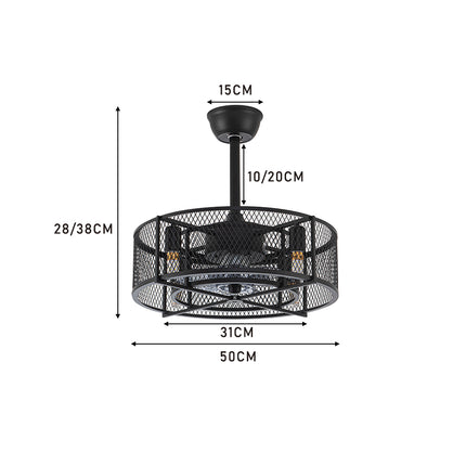 Black Industrial Ceiling Fan with Lights and Remote Control