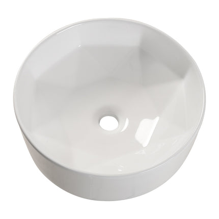 Round White Bathroom Sink Countertop Art Basin