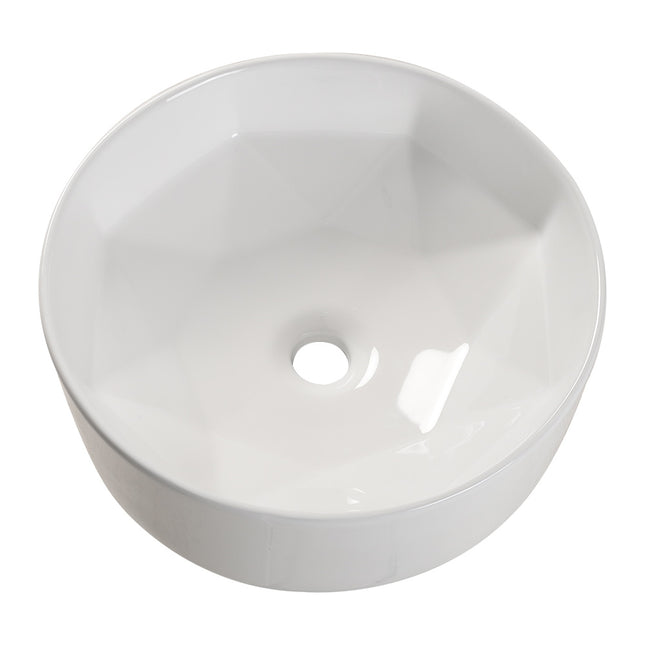 Round White Bathroom Sink Countertop Art Basin