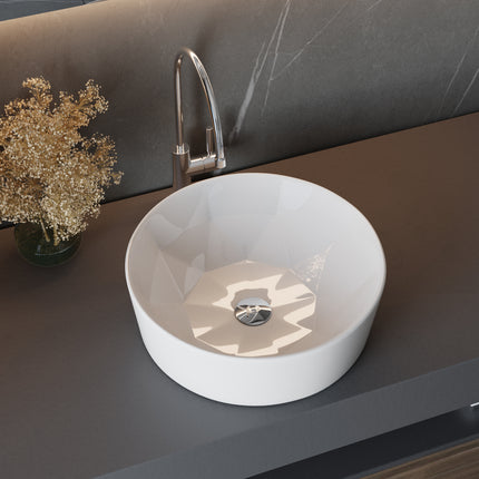 Round White Bathroom Sink Countertop Art Basin