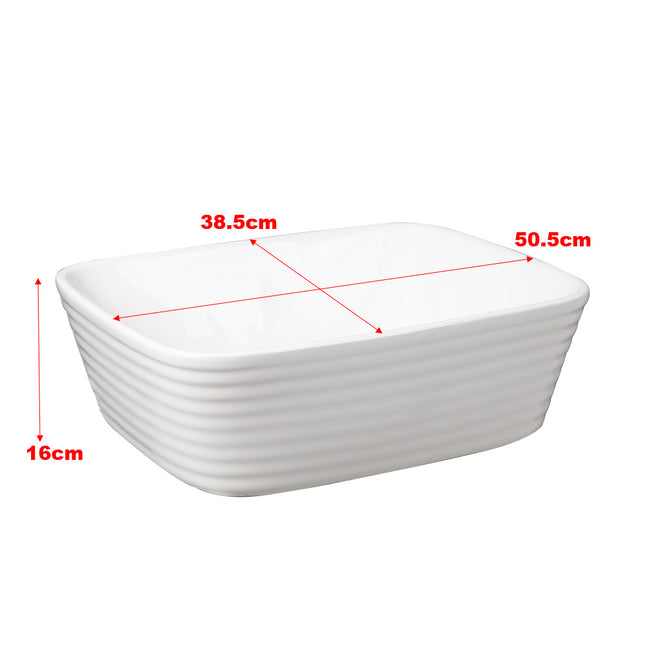 Ceramic Vessel Sink White Countertop Basin 50.5 x 38.5cm