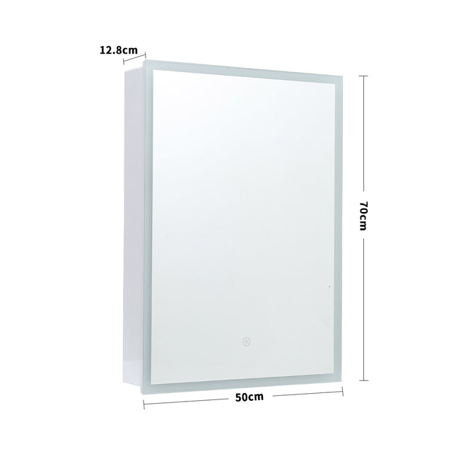 Rectangular Wall Mount Mirror Cabinet with LED Light & Shaver Socket 50x70cm H