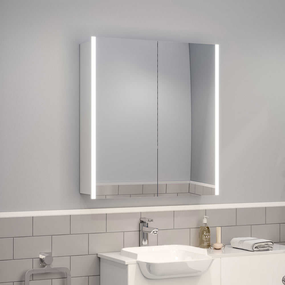 Double Door Illuminated LED Mirror Cabinet with Shaver Socket