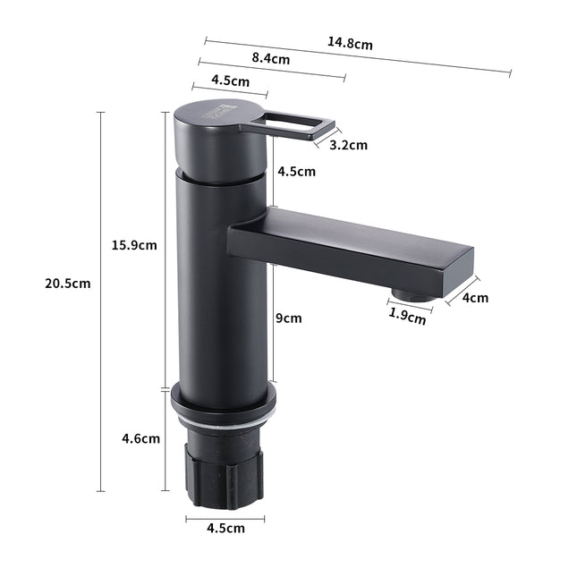 Matte Black Basin Round Mono Mixer Tap