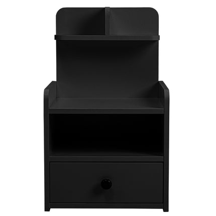 Wood Black Bedside Table Nightstand With Drawers