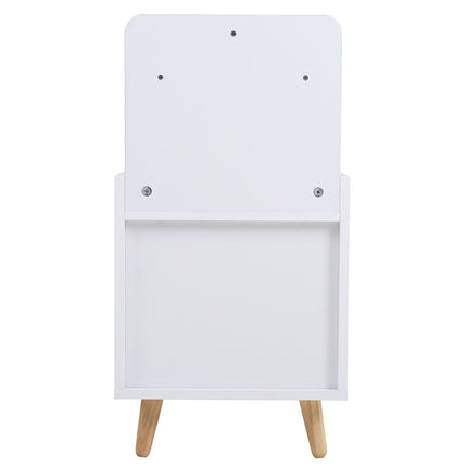 White Wooden Bedside Table with a Shelf and Drawer