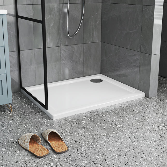 Rectangular Acrylic Shower Tray with Drain White