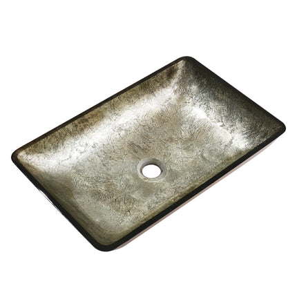 Rectangular Tempered Glass Basin Gold 56.5 x 36.5cm
