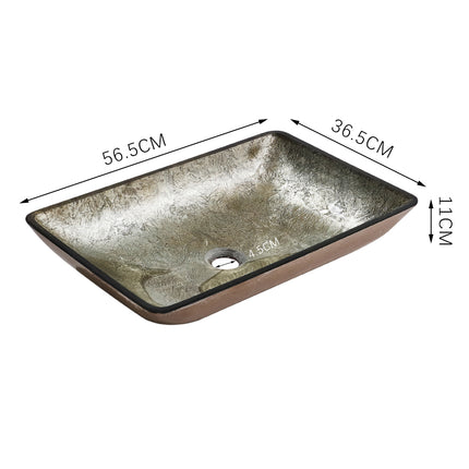 Rectangular Tempered Glass Basin Gold 56.5 x 36.5cm