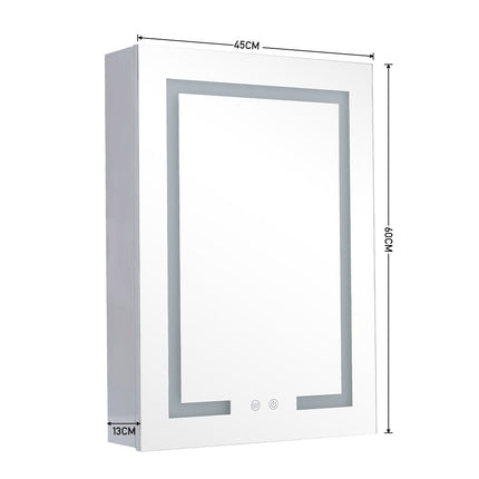Single Door Fog Free Rectangular LED Bathroom Mirror Cabinet 45 x 60cm H