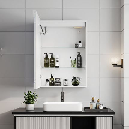 Single Door Fog Free Rectangular LED Bathroom Mirror Cabinet 45 x 60cm H