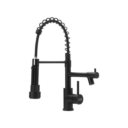 Black Stainless Steel Kitchen Faucet with Pull Down Spring Spout