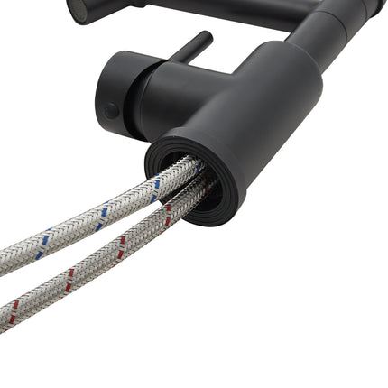 Black Stainless Steel Kitchen Faucet with Pull Down Spring Spout