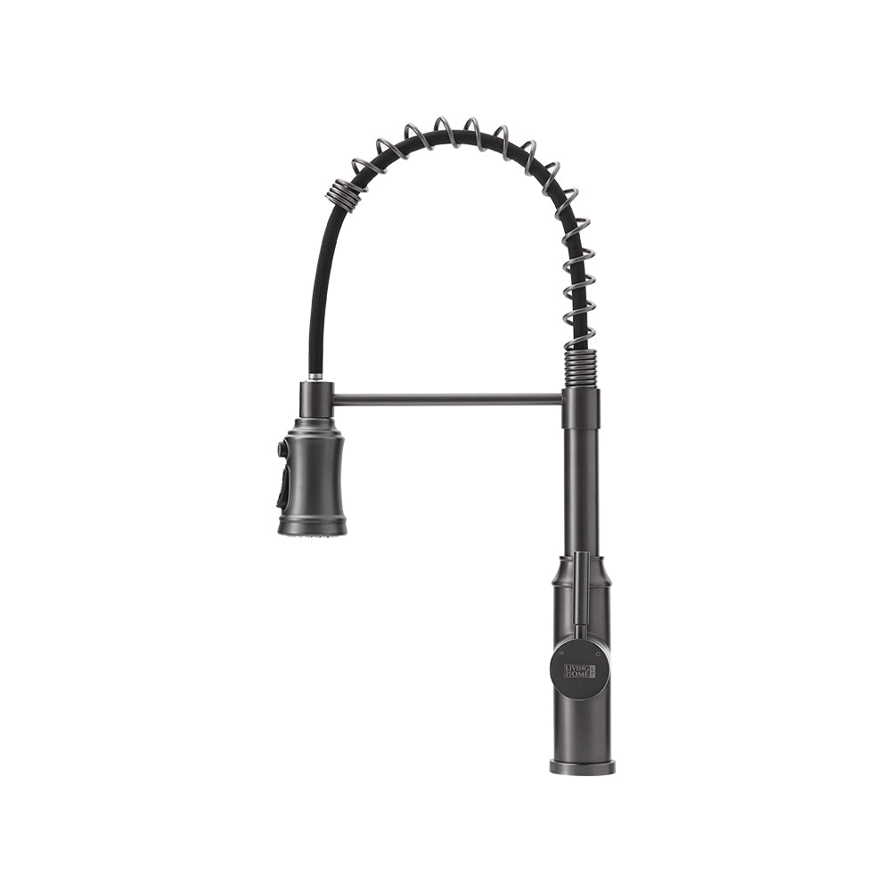 Rotable Taps Rotable Pulldown Kitchen Mixer Tap with Spring Spout Grey – Bathroom Deco