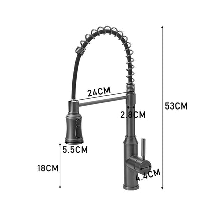 Rotable Pulldown Kitchen Mixer Tap with Spring Spout Grey
