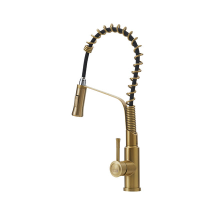 Brushed Gold Modern Single Lever Kitchen Pull Down Faucet