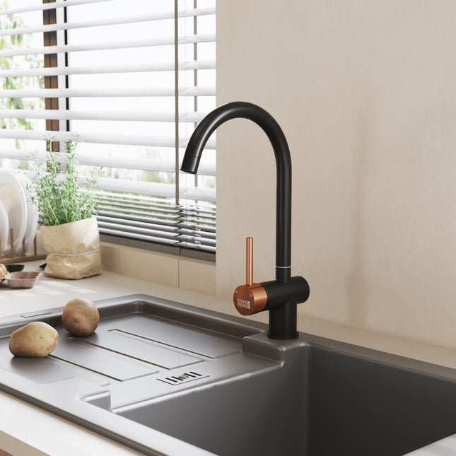 Black Kitchen Sink Single Lever Faucet