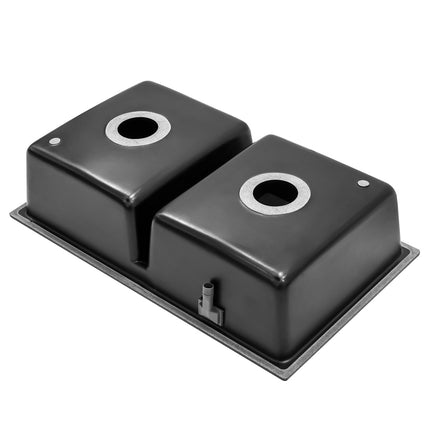 Black Quartz Double Bowl Undermount Kitchen Sink