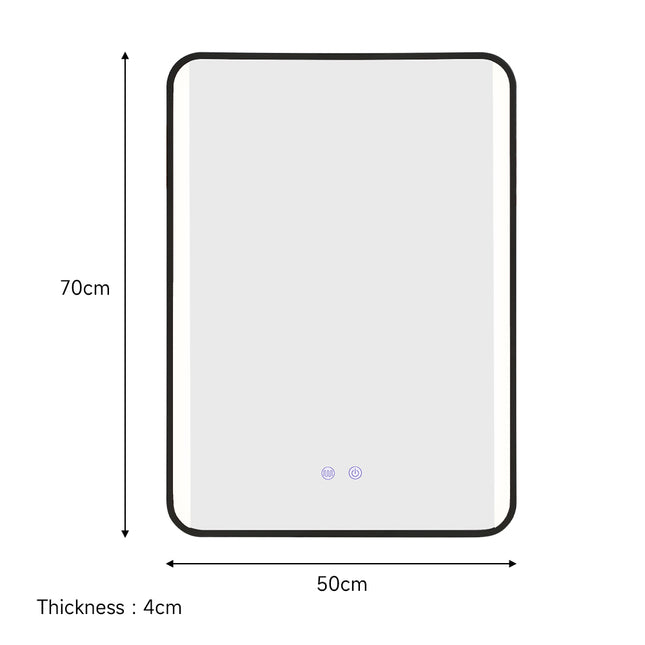 Framed Rectangular LED Bathroom Vanity Mirror 50 x 70cm