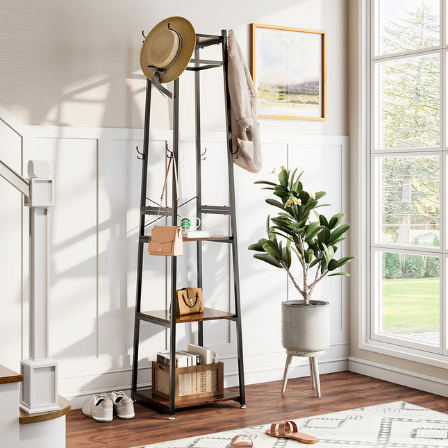 Industrial Style Clothing Rack with 4 Tier of Shelves