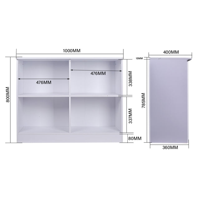 White Sideboard Cabinet with Open Shelves 80cm H