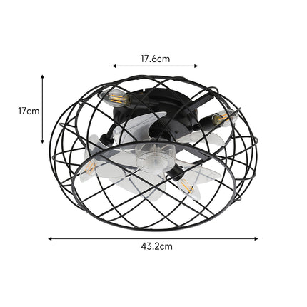 Black Cage Indoor Ceiling Fan Light
