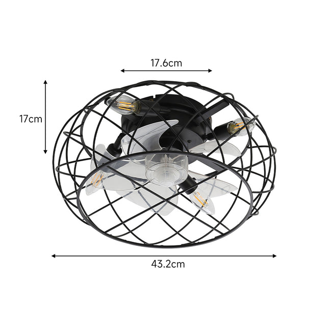 Black Cage Indoor Ceiling Fan Light