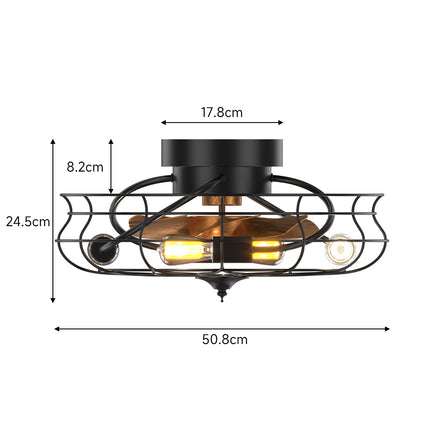Industrial 20inch Black Cage Ceiling Fan Light