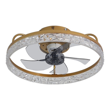 Modern Round Crystal Ceiling Fan with Light 48CM