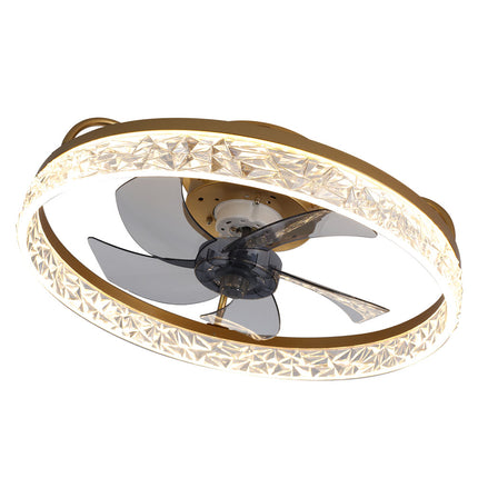 Modern Round Crystal Ceiling Fan with Light 48CM