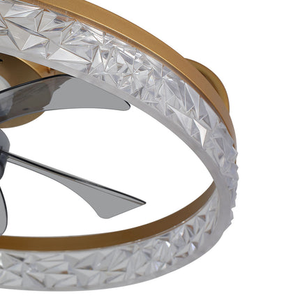 Modern Round Crystal Ceiling Fan with Light 48CM