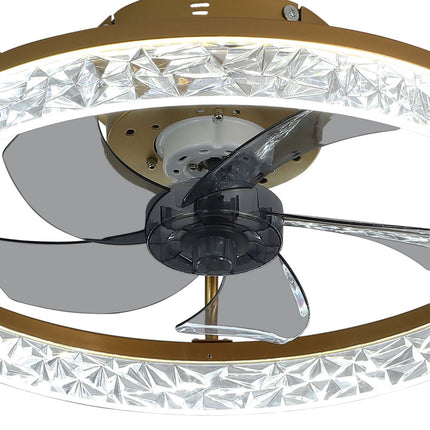 Modern Round Crystal Ceiling Fan with Light 48CM