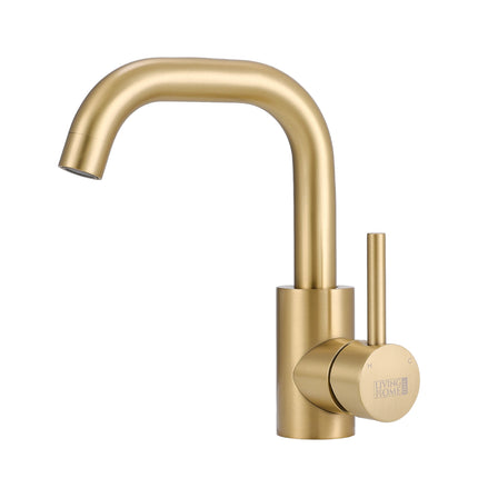 Gold 21cm Arc Single Handle Faucet with Swivel Spout
