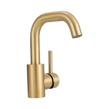 Gold 21cm Arc Single Handle Faucet with Swivel Spout
