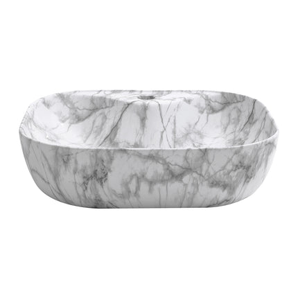 White Ceramic Vessel Sink with Marble Effect