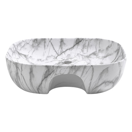 White Ceramic Vessel Sink with Marble Effect