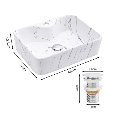 19 Inch Rectangular Bathroom Vessel Sink with Marble