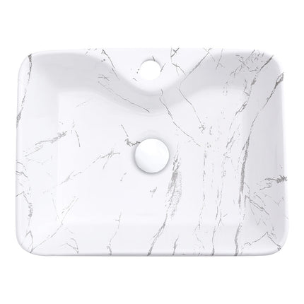 19 Inch Rectangular Bathroom Vessel Sink with Marble