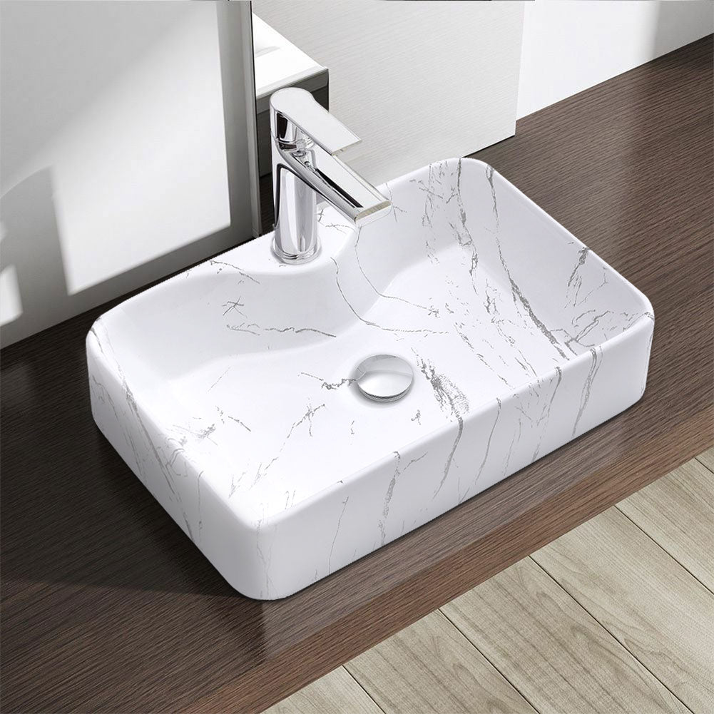 19" Rectangular Bathroom Vessel Sink with Marble