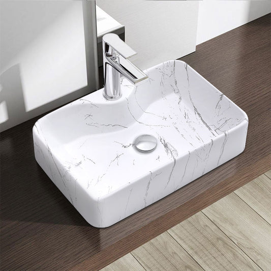 19 Inch Rectangular Bathroom Vessel Sink with Marble
