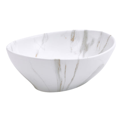 16 Inch Oval Marble Vessel Bathroom Sink White